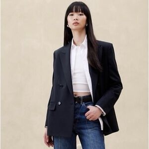 Banana Republic - 2024 Siena Relaxed ItalianWool Blazer Navy RegSize4 882828 NWT